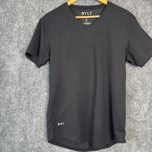 BYLT Drop Cut S/S LUX T-Shirt Men M Black Everyday Casual Basic Capsule V-Neck
